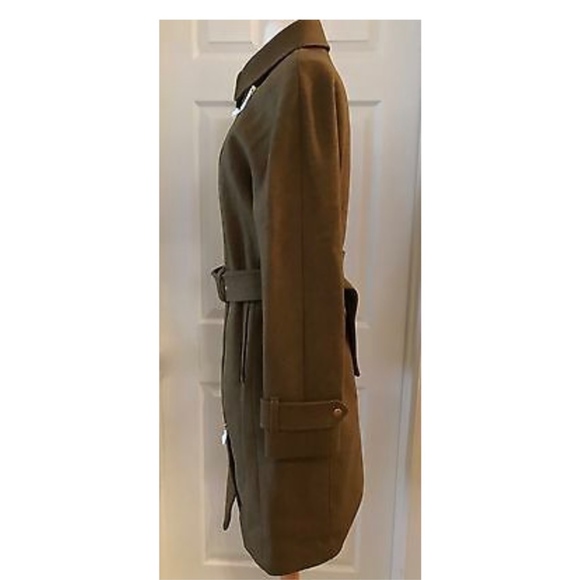 Women's Belted Coat - Olive Green - Picture 3 of 4